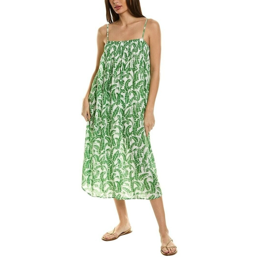 WeWoreWhat Flowy‎ Relaxed Midi Dress S Green Tropical Vacation Resort Beach
